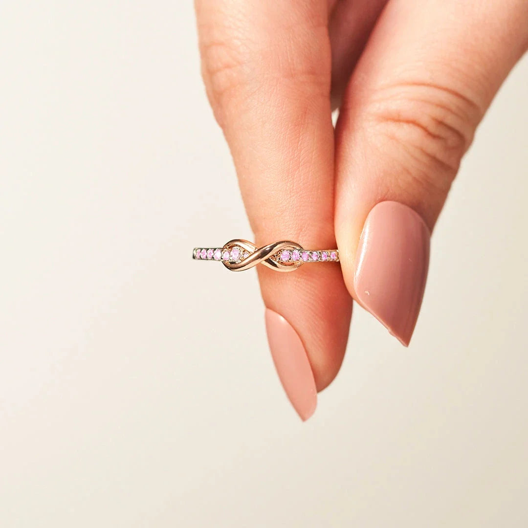 Intertwined Pink Infinity Ring