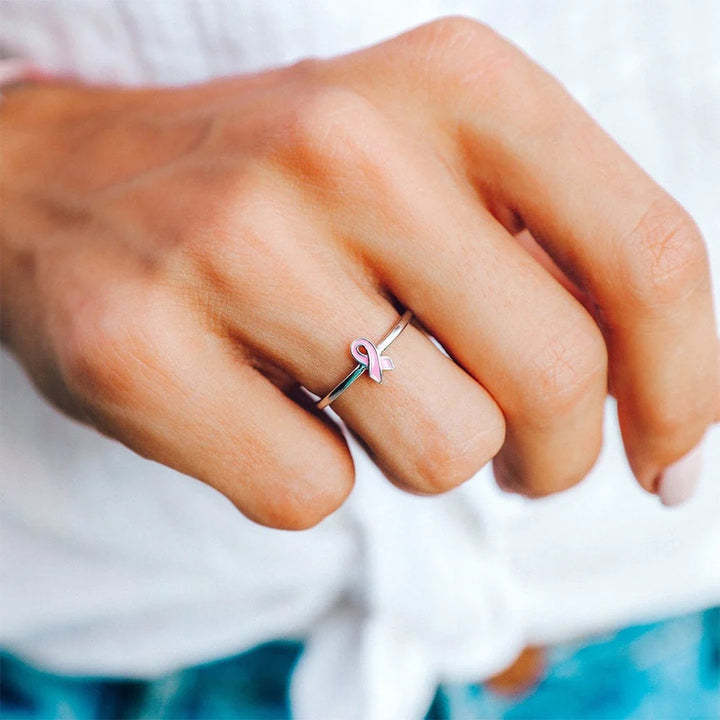 Hope Ribbon Ring in Pink