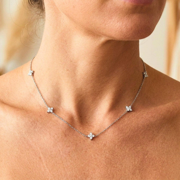 Zirconia Necklace with Floral Encapsulation