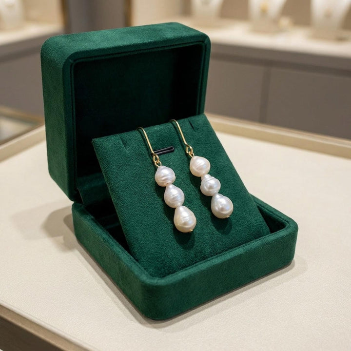 Three-Tier Baroque Pearl Drop Earrings