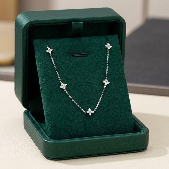 Zirconia Necklace with Floral Encapsulation