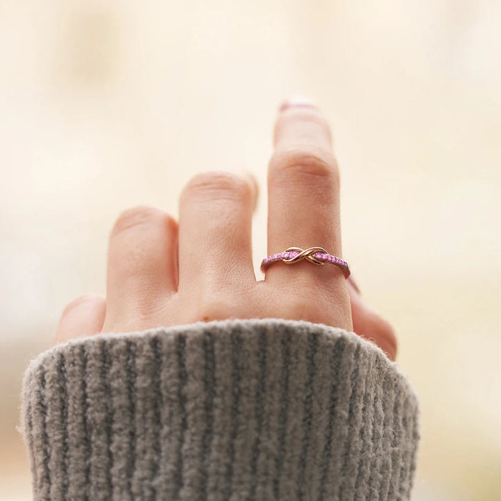 Intertwined Pink Infinity Ring