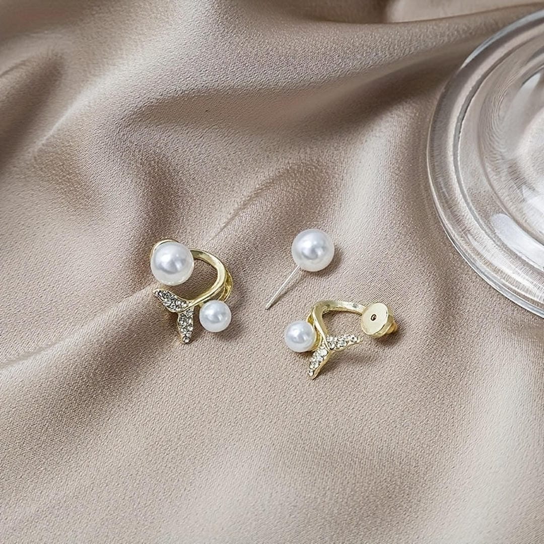 Pearl and Whale Tail Earrings