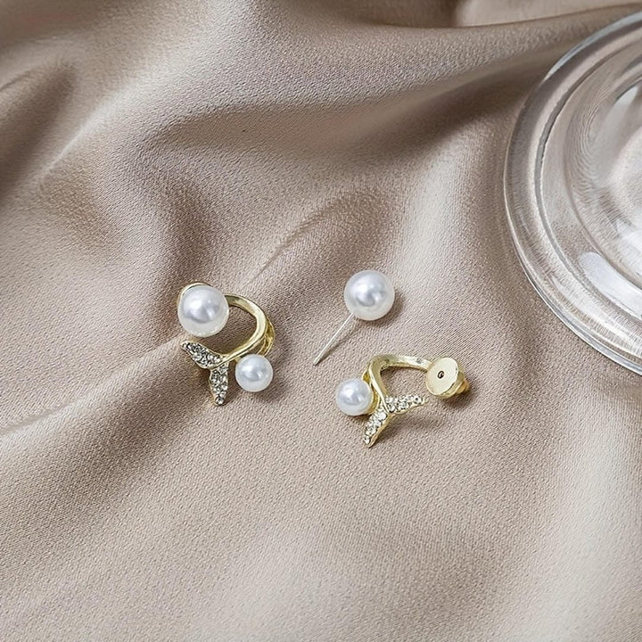Pearl and Whale Tail Earrings