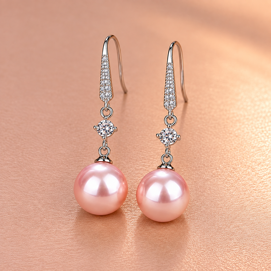 Elegant Pink Pearl Earrings