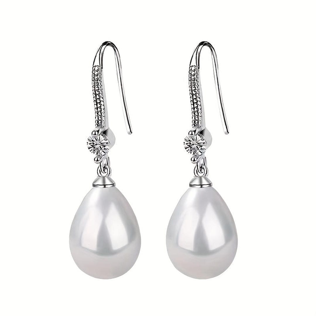 Teardrop Crystal Earrings with Pearl Accents