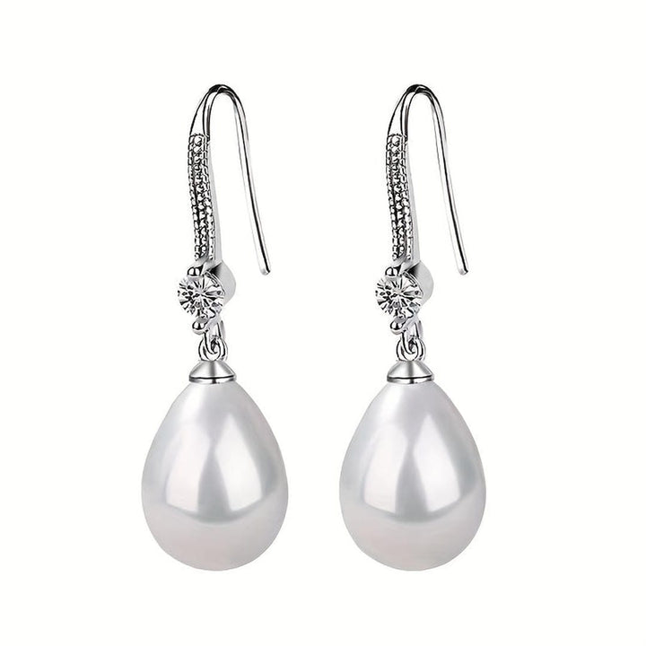 Teardrop Crystal Earrings with Pearl Accents