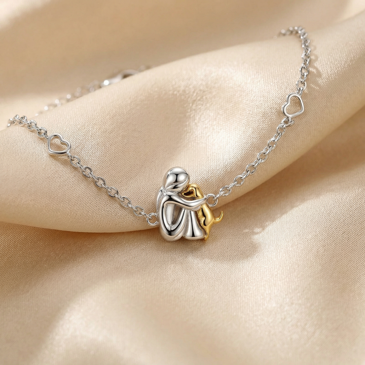 Adjustable Charm Bracelet: 'Forever in Your Heart' with Dog Hug Design