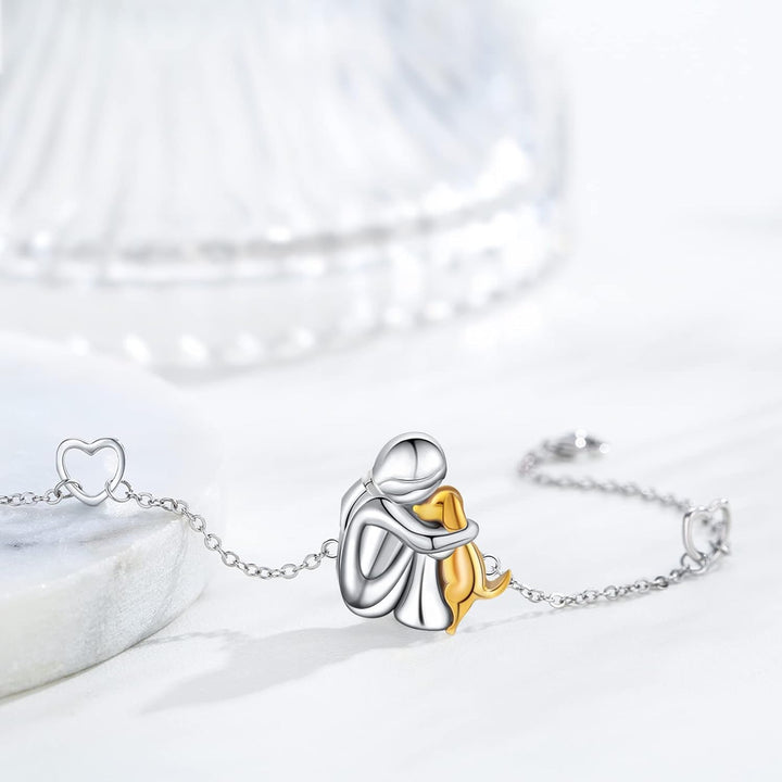 Adjustable Charm Bracelet: 'Forever in Your Heart' with Dog Hug Design