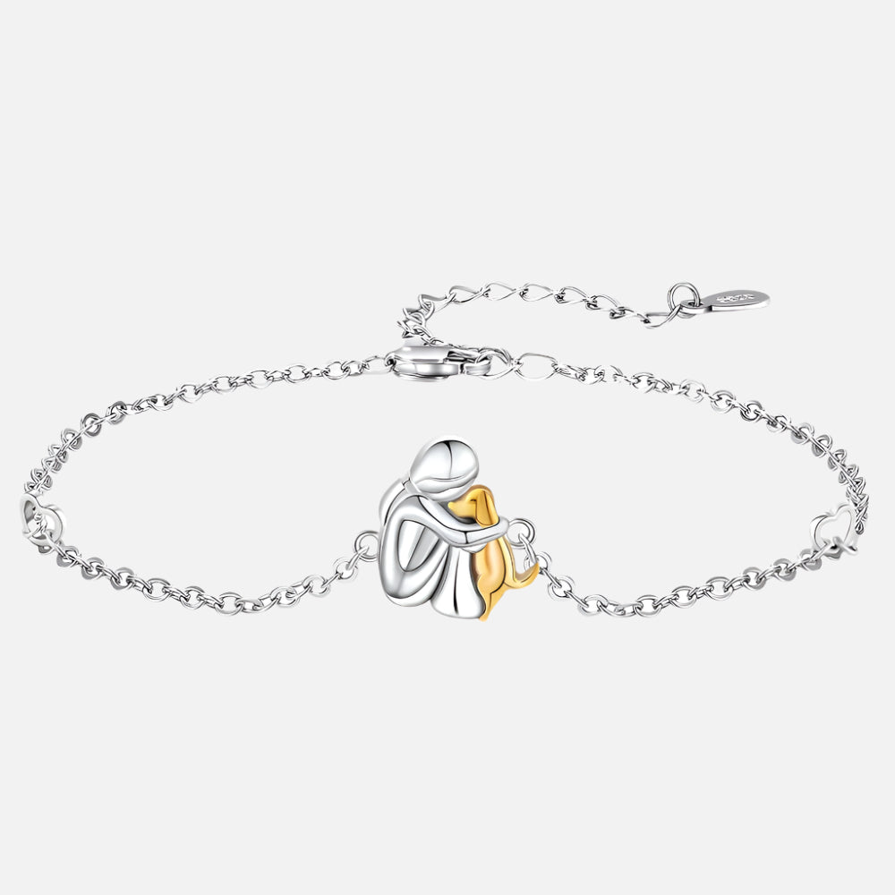 Adjustable Charm Bracelet: 'Forever in Your Heart' with Dog Hug Design