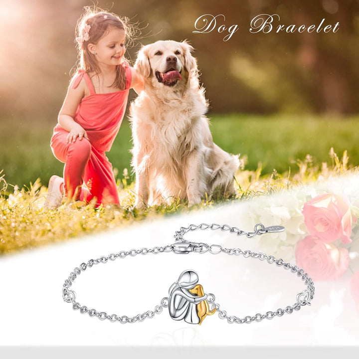 Adjustable Charm Bracelet: 'Forever in Your Heart' with Dog Hug Design