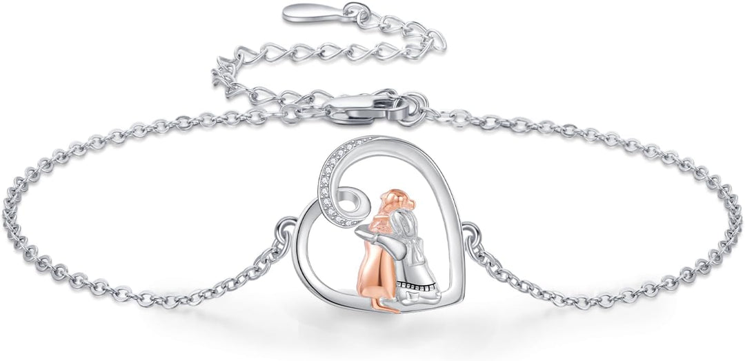 Adjustable Charm Bracelet: 'Forever in Your Heart' with Dog Hug Design
