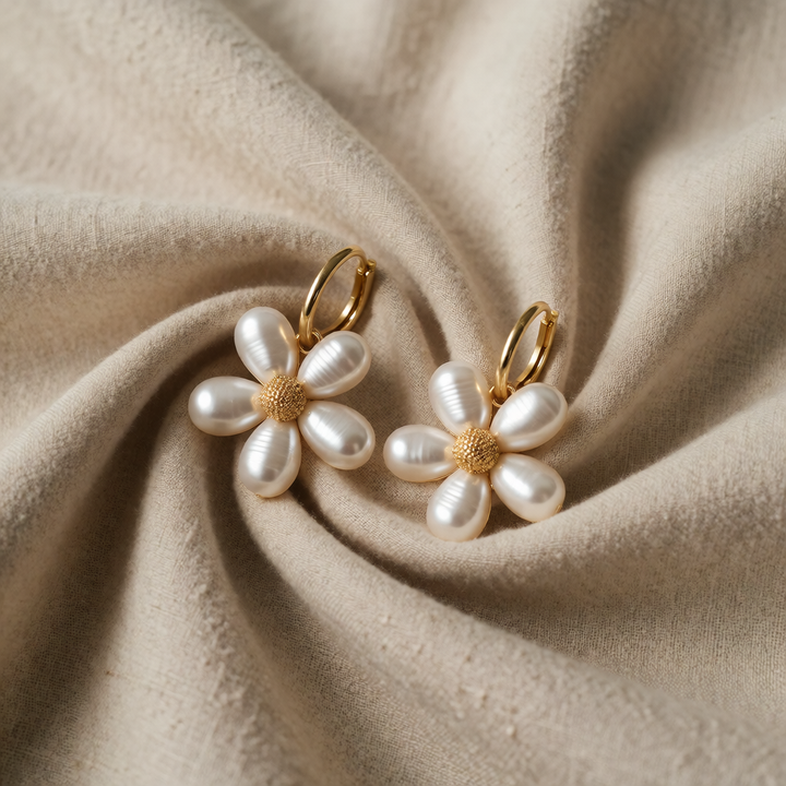 Pearl-Accented Daisy Drop Earrings