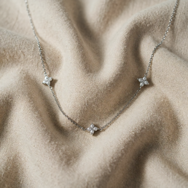 Zirconia Necklace with Floral Encapsulation
