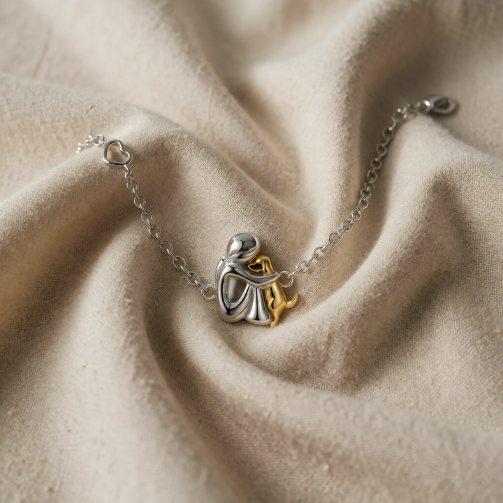 Adjustable Charm Bracelet: 'Forever in Your Heart' with Dog Hug Design