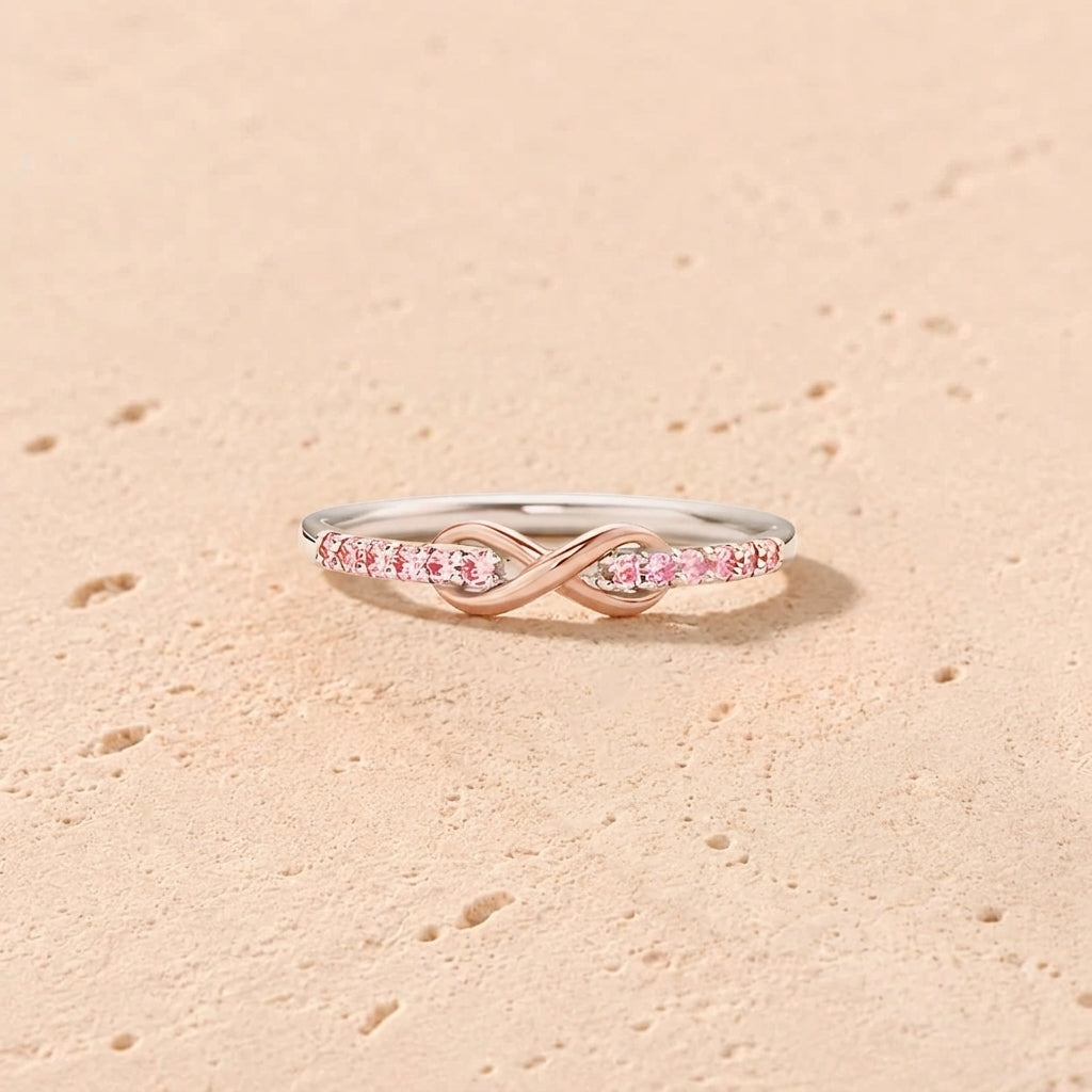 Intertwined Pink Infinity Ring
