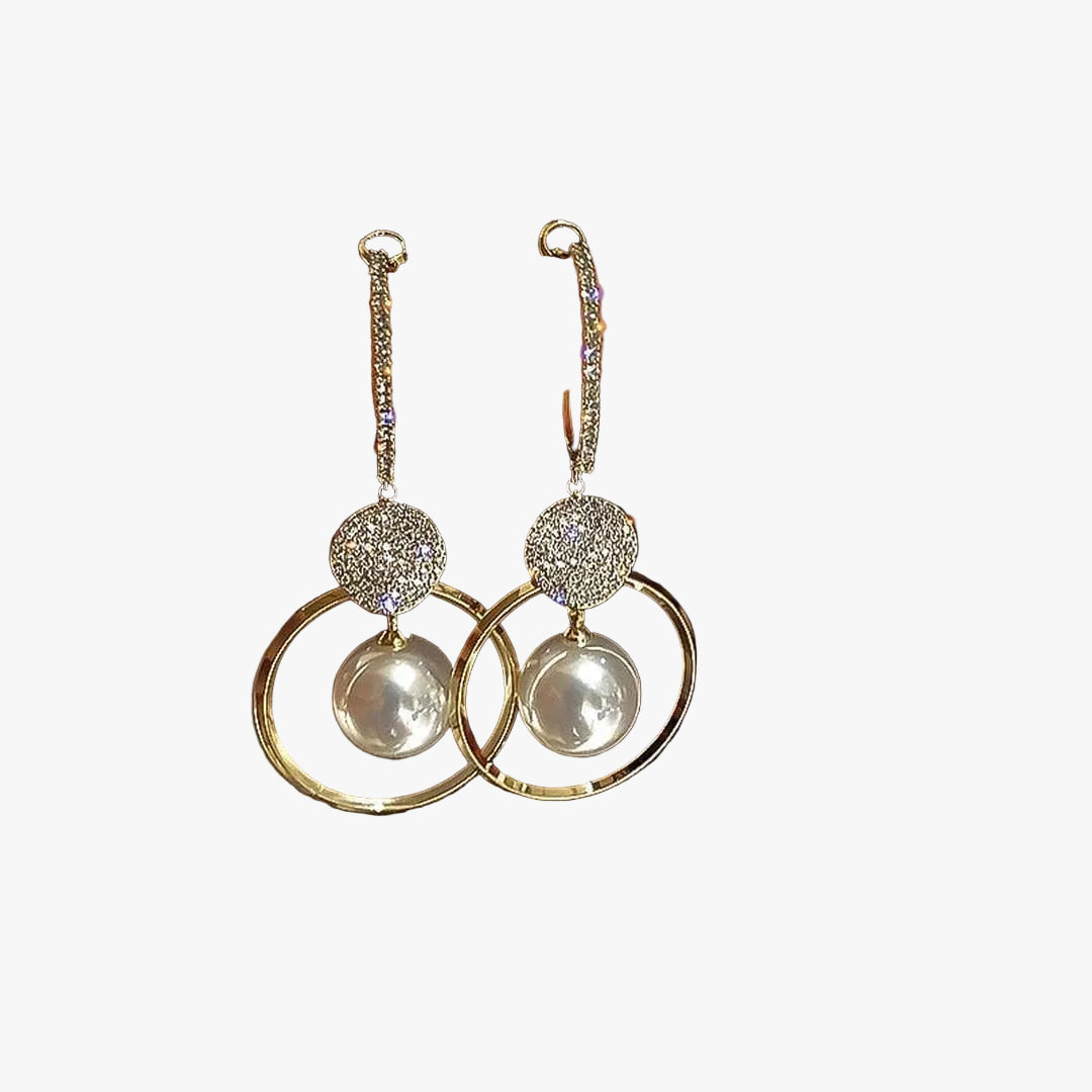 Freshwater Pearl Earrings with Diamond-Accented Balls