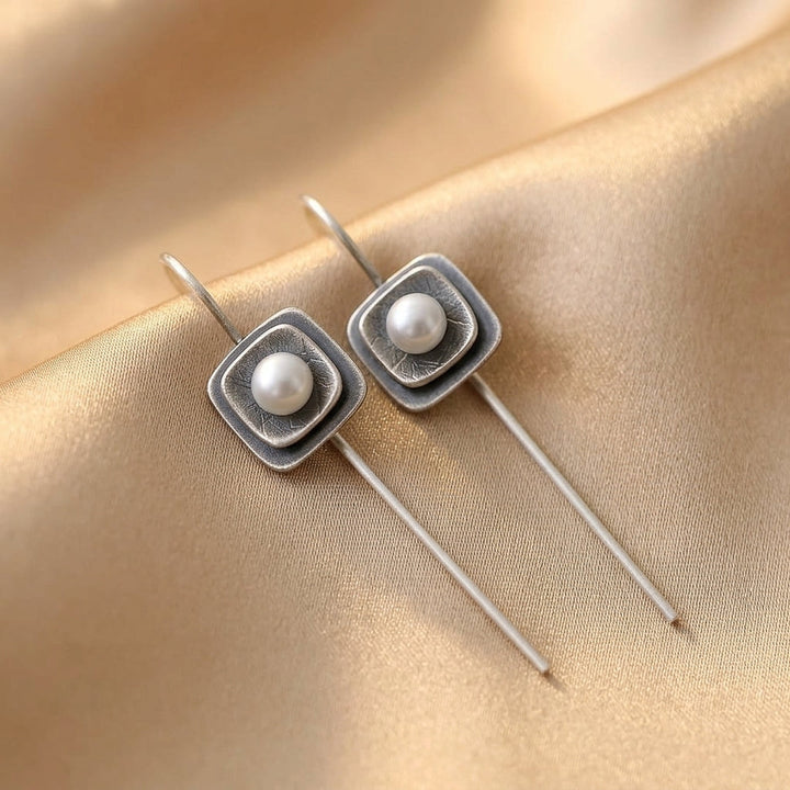 Contemporary Pearl Threader Earrings