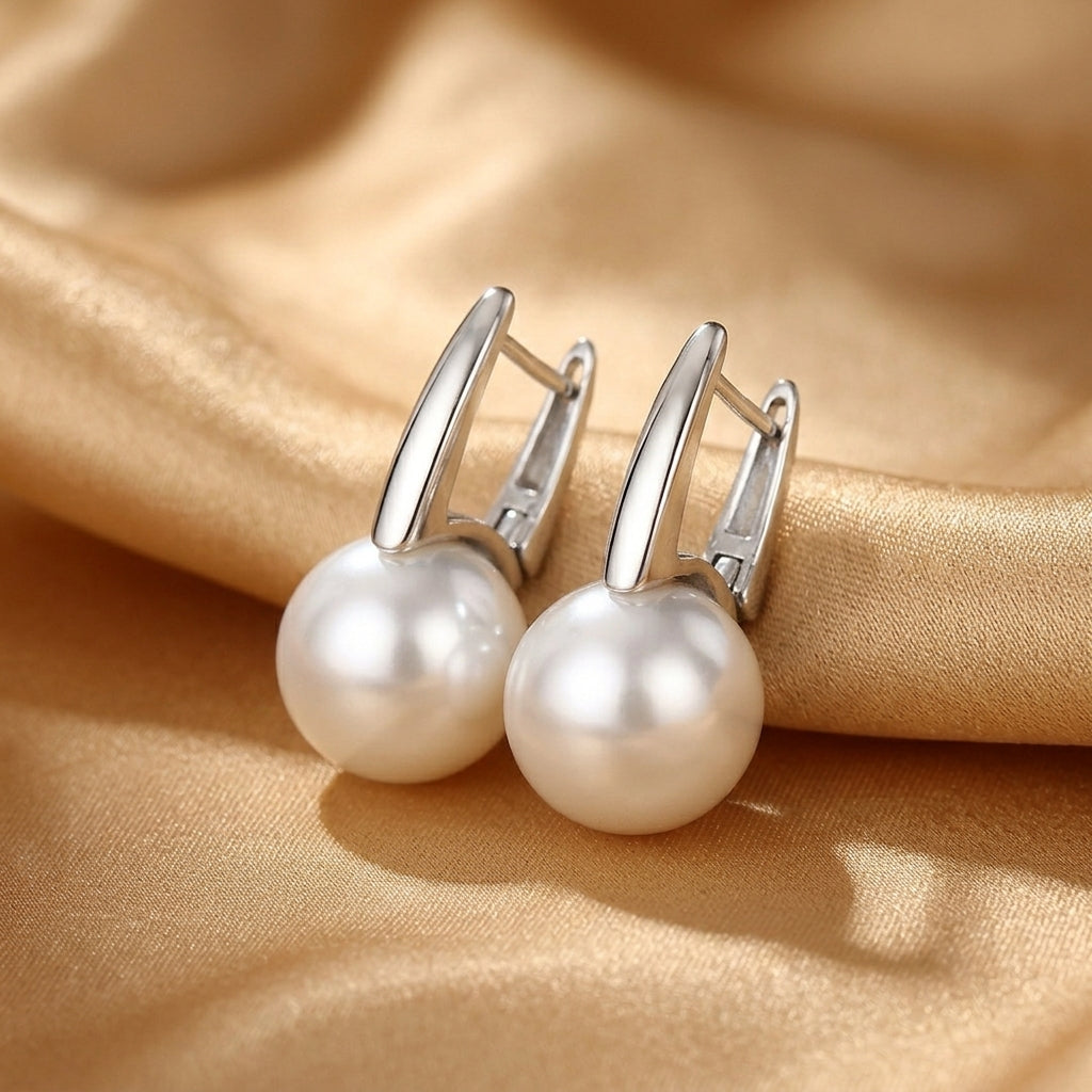 Retro Gold-Toned Pearl Earrings