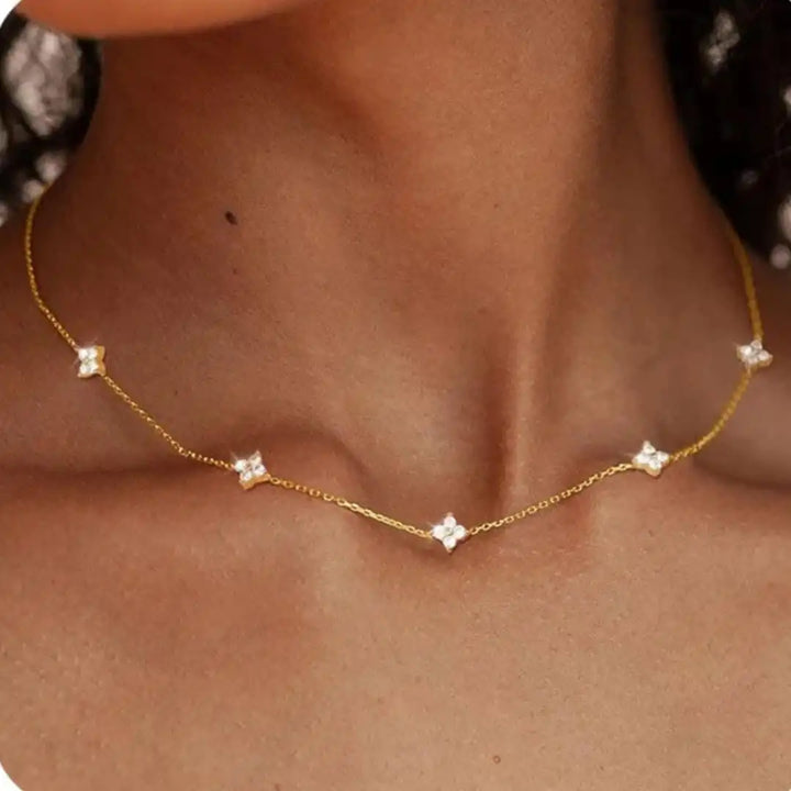 Zirconia Necklace with Floral Encapsulation