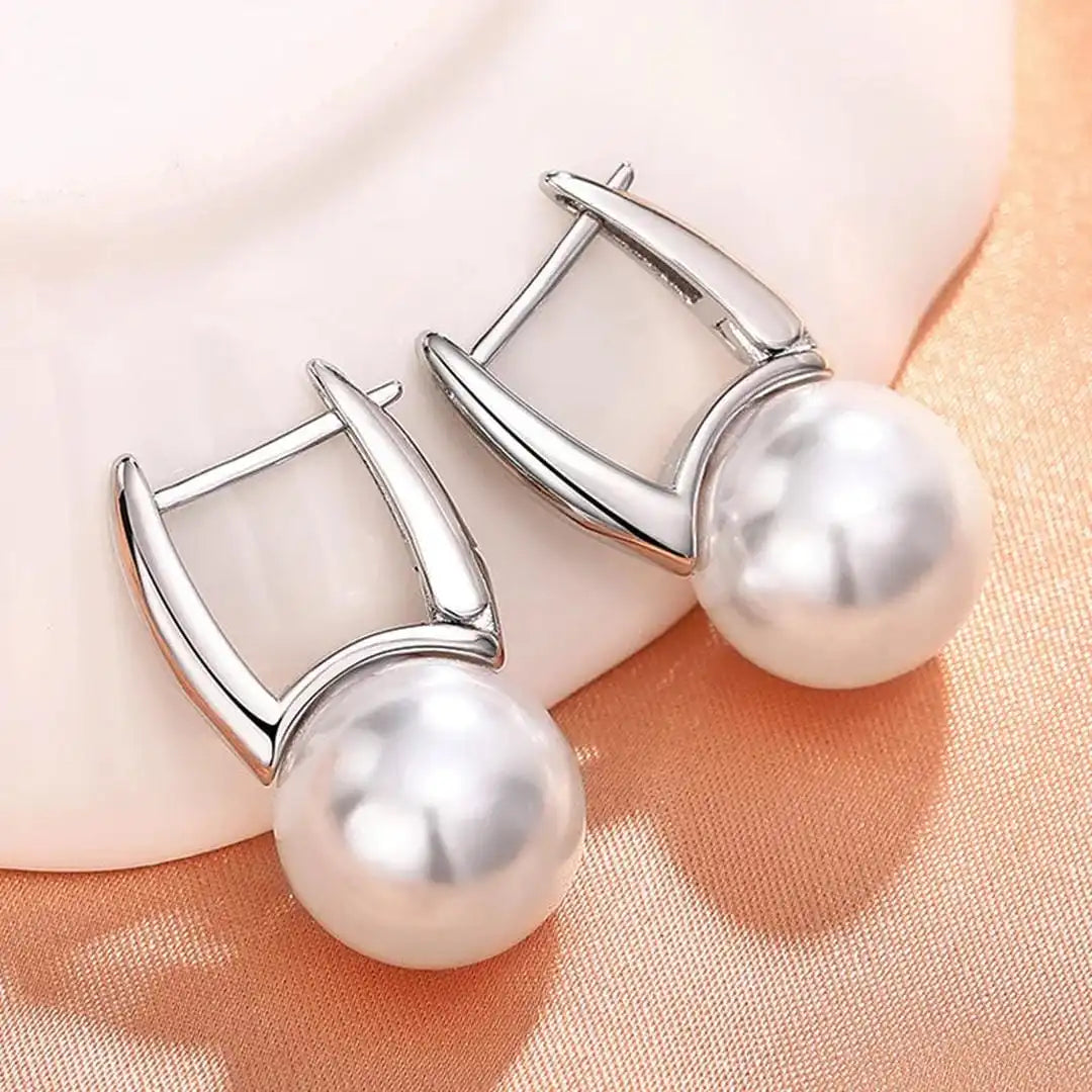 Retro Gold-Toned Pearl Earrings