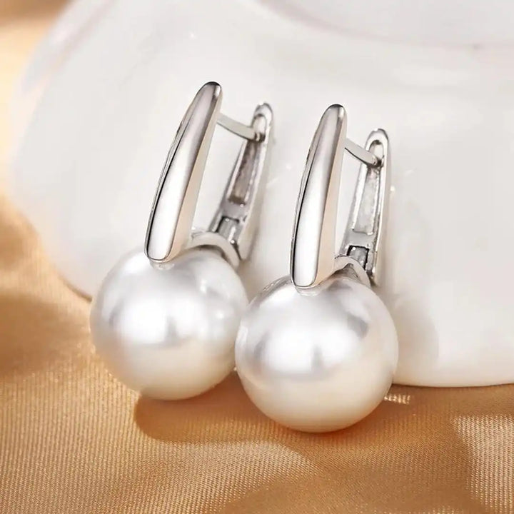 Retro Gold-Toned Pearl Earrings