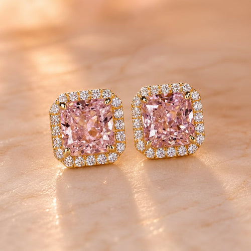Elegant Cushion-Shaped Stud Earrings