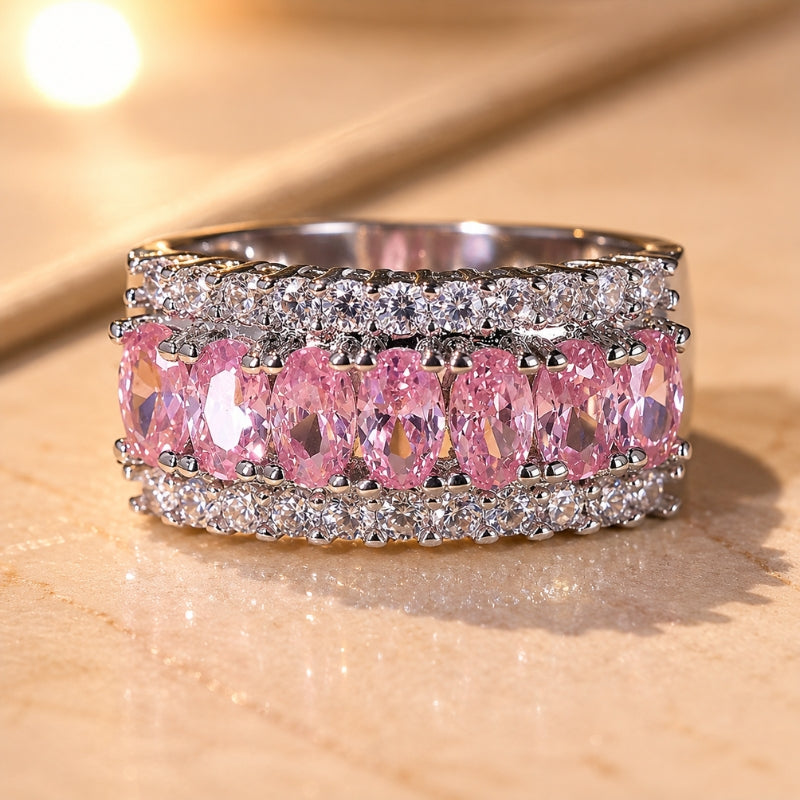 Cluster Ring with Oval Zirconia