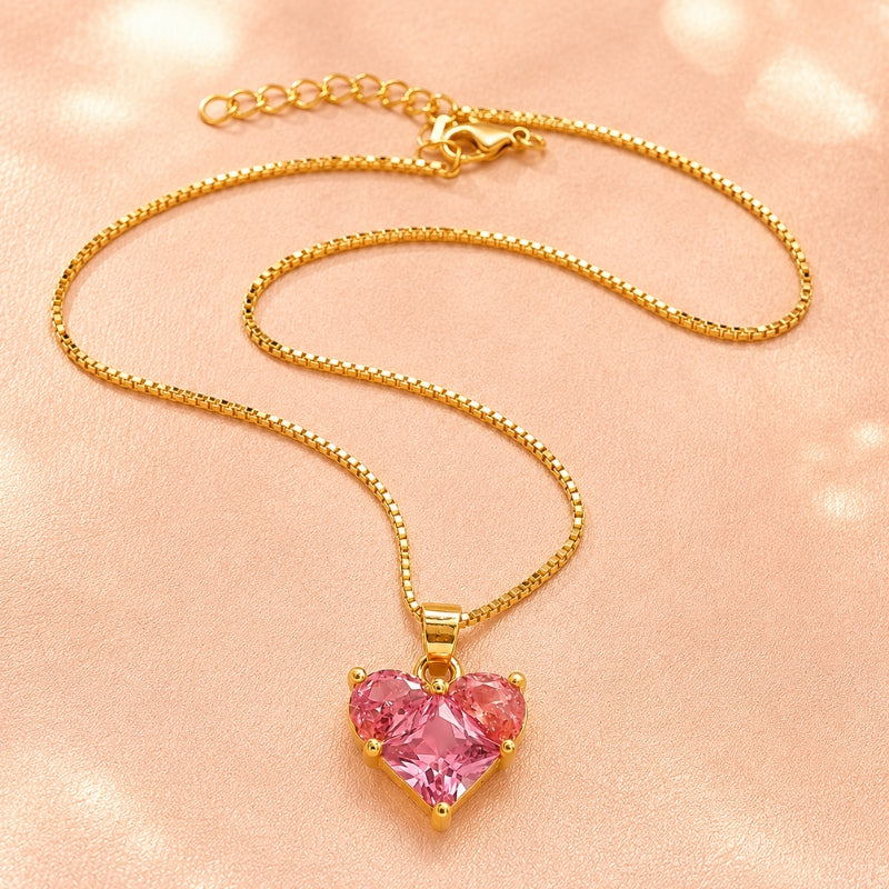 Glowing Heart Glass Pendant Necklace