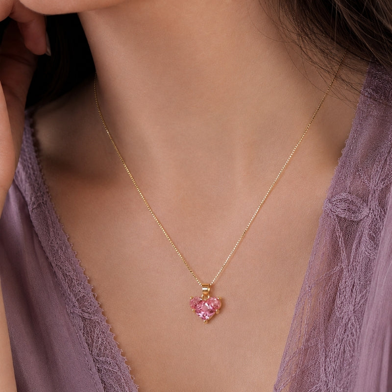 Glowing Heart Glass Pendant Necklace