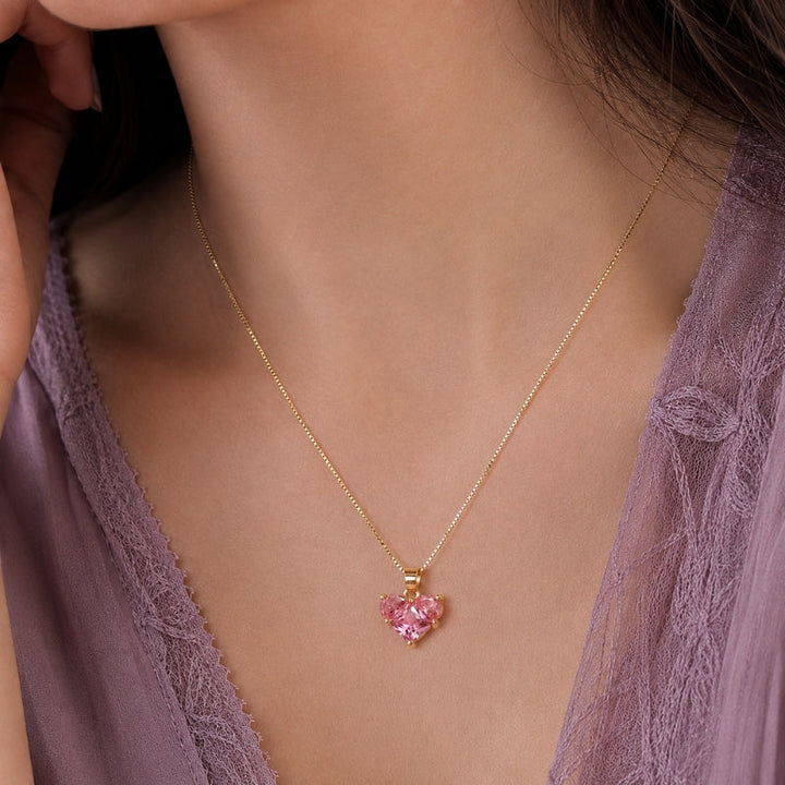 Glowing Heart Glass Pendant Necklace
