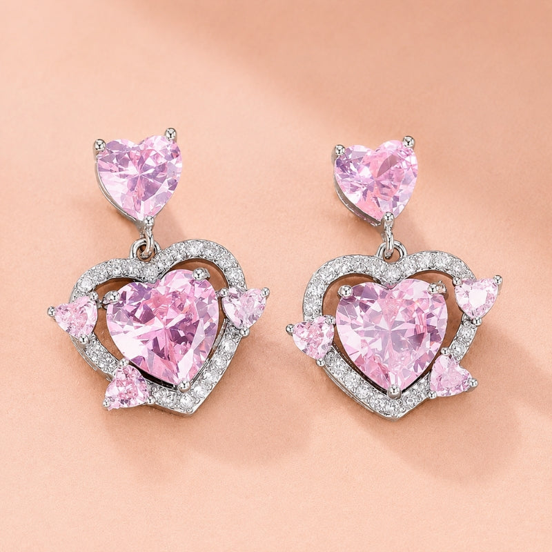 Elegant Pink Pendant Earrings