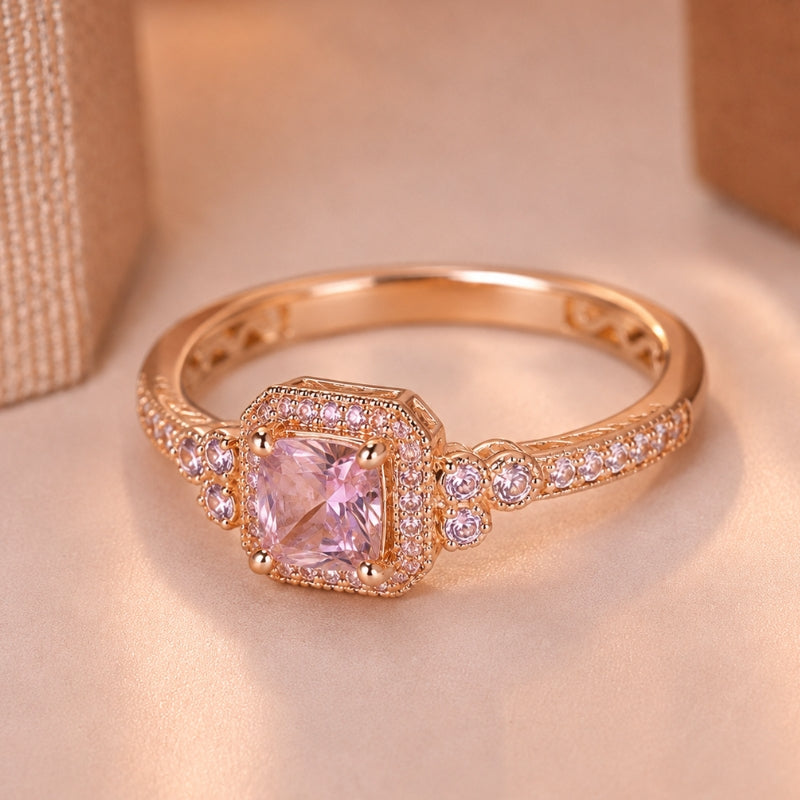 Radiant Princess Cut Zircon Ring
