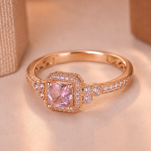 Radiant Princess Cut Zircon Ring