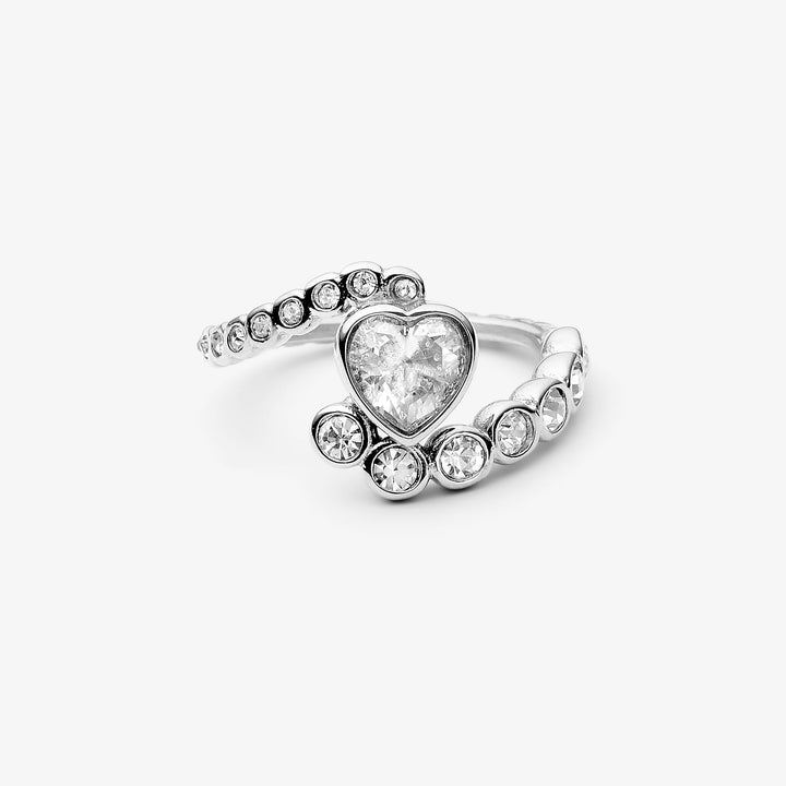 Heart-Shaped Crystal Kiss Ring