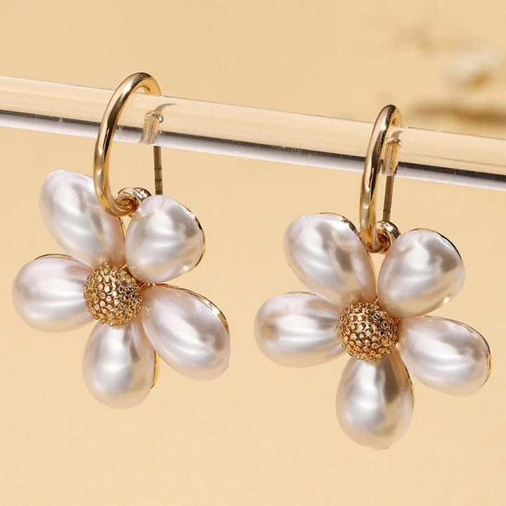Pearl-Accented Daisy Drop Earrings