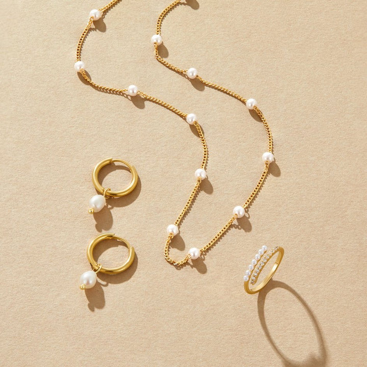 Elisa-Marie Gold with Pearl Accents