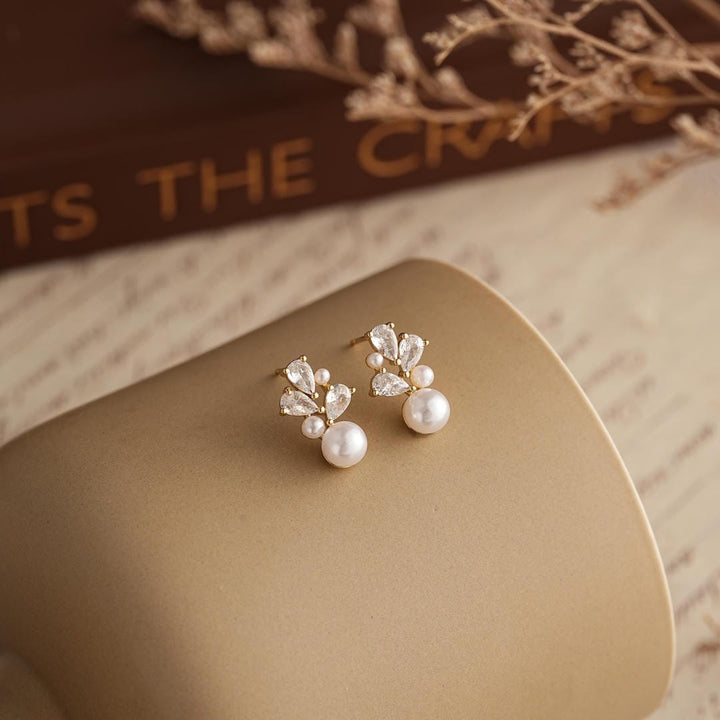 Cluster Drop Earrings with Freshwater Pearl Flowers
