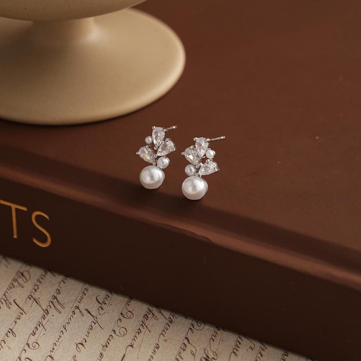 Cluster Drop Earrings with Freshwater Pearl Flowers