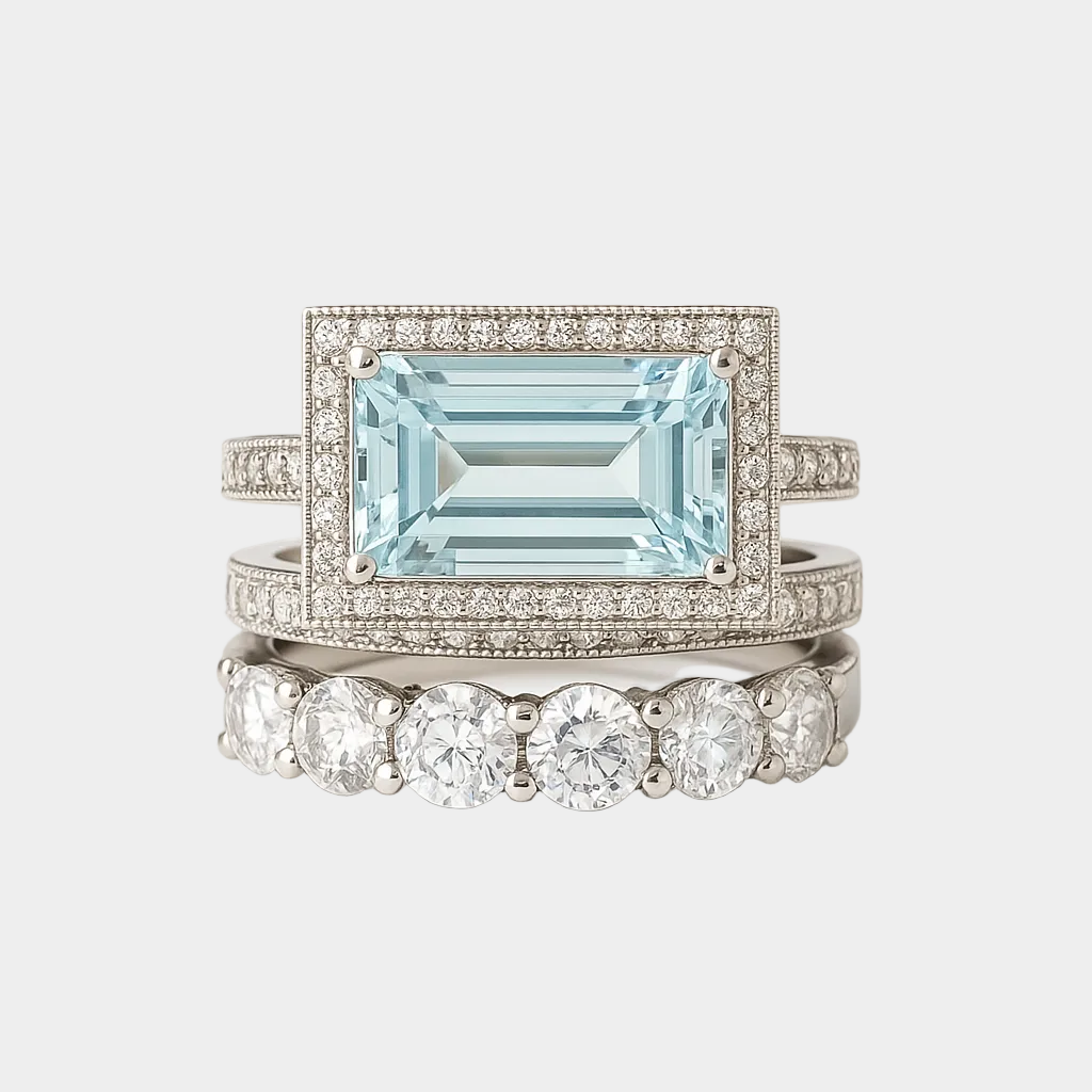 Gabriele - Vintage Silver Ring Set with Turquoise Glass